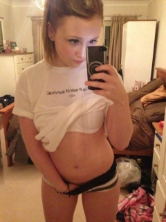 Blonde teen chav - british girl trys out her new phone camer - N