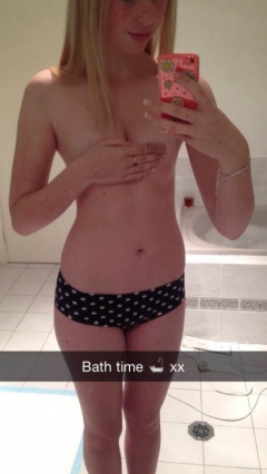 Amateur Snapchat teen selfies - checking out her new iphone - N
