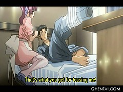 Delicate horny hentai nurse blowing cock gets messy facial