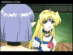 Busty hentai blonde princess wrapped and fucked by tentacles