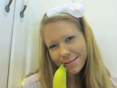 Teen Maturbates With A Banana In The Kitchen
