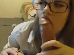Geek Sucking On Her Boyfriends Cock