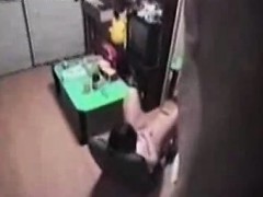 Cute brunette caught masturbating in her basement