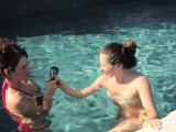 Lesbians eat out by pool