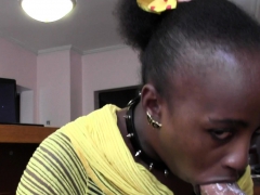 Skinny African Amateur Gives Very Messy Blowjob