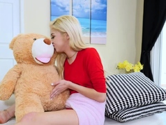 Girlfriend playing naughty with teddy