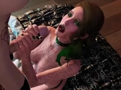 caged femboy gets pounded by fat cocked futanari goth