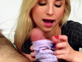 Amateur Blonde Blowjob handjob Huge Facial