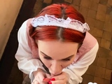 Redhead cosplayer gives only the best head